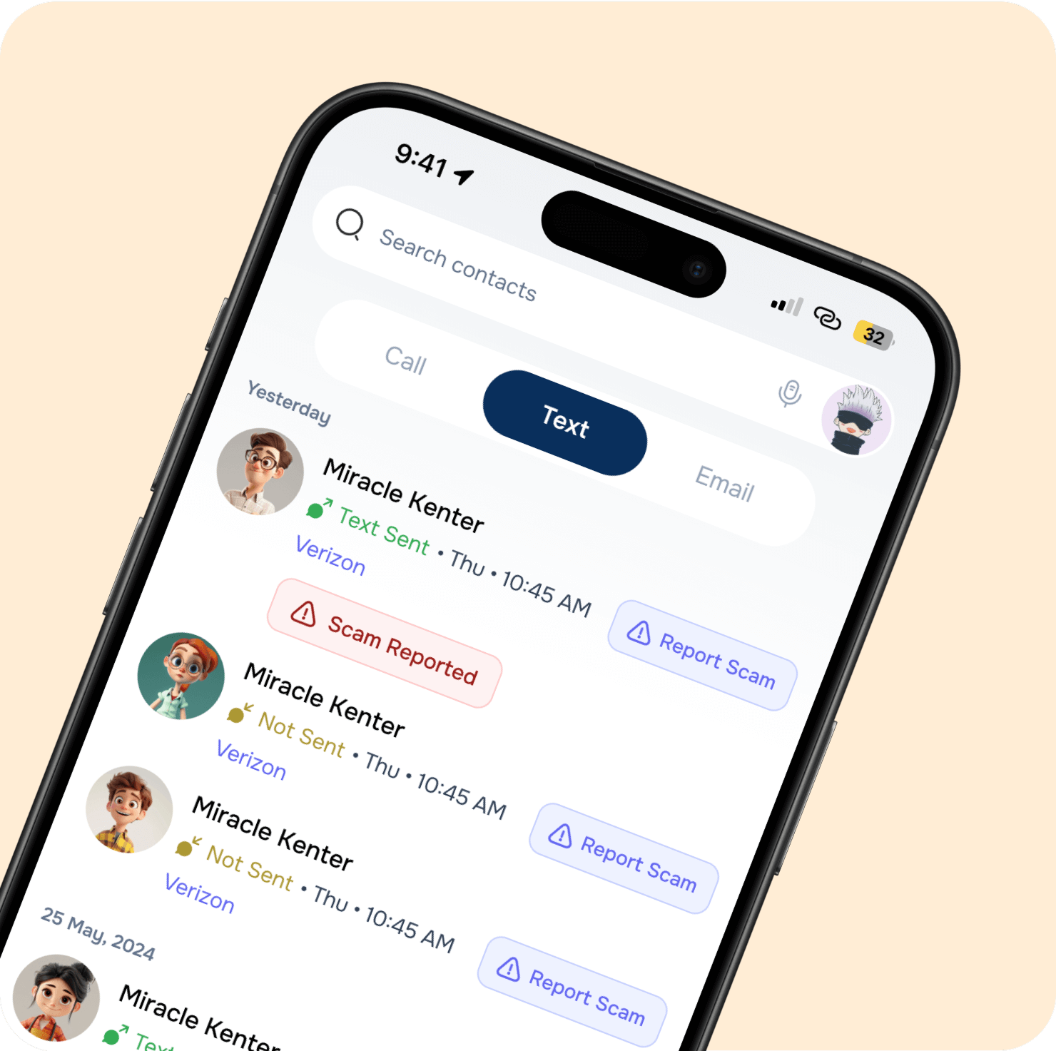 Phone displaying scam text protection